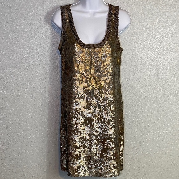 Tory Burch Gold and Silver Sequin Mini Dress - Picture 4 of 9